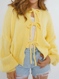 Fiorina - Elegante offene Strickjacke mit Schleifenmuster und langen Ärmeln