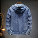 Anton - Langärmelig Kapuze Denim Jacke Mit Schaltflächen