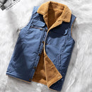 Franz - Lässige warme ärmellose Jacke mit Stehkragen Taschen und Knöpfen