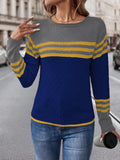 Caroline - Langärmelig Gestreift Rundhalsausschnitt Pullover