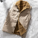 Franz - Lässige warme ärmellose Jacke mit Stehkragen Taschen und Knöpfen