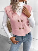 Larissa - Bequeme ärmellose Strickjacke mit V Ausschnitt und Knöpfen