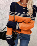 Diana - Rundhalsausschnitt Langärmelig Strickpullover