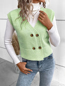 Larissa - Bequeme ärmellose Strickjacke mit V Ausschnitt und Knöpfen