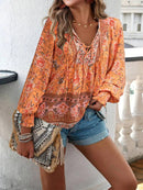 Luisa - Lässiges bedrucktes Langarmshirt mit V Ausschnitt für einen modischen Look