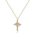 RoyalCrown - Stilvolle Krone und Kreuz Anhänger Halskette mit verstellbarem Verschluss