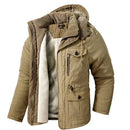 Jonas - Langärmeliger Mehrere Taschen Vlies Kapuze Parka Mantel