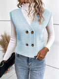 Larissa - Bequeme ärmellose Strickjacke mit V Ausschnitt und Knöpfen