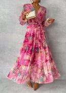 Olivia - Elegantes langärmeliges Maxikleid mit Blumenmuster