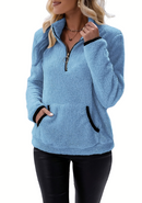 Ella - Warmer Langärmelig Halber Reißverschluss Vlies Pullover