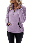 Ella - Warmer Langärmelig Halber Reißverschluss Vlies Pullover