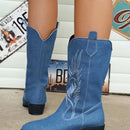 Laura - Gesticktes Gestaltung Mittlere Wade Stiefel mit rutschfester Sohle