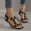 Leonie – Stilvolle transparente Sandalen mit offener Spitze und Blumenmuster und rutschfester Sohle