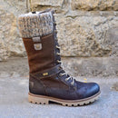 Cleo -  Niedriger Absatz Rutschfest Gestrickte Stiefel Mit Reissverschluss