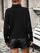Sandra - Kuscheliger Rollkragenpullover mit langen Ärmeln und Fransenmuster