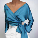 Marie - Stylische Bluse mit V-Ausschnitt und langen Ärmeln