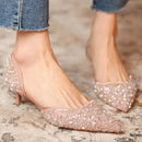 Greta - Stilvolle Schuhe mit spitzer Zehe und mittlerem Absatz mit Glitzeroberfläche