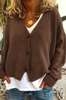 Lina - V Ausschnitt Langärmeliger Pullover Mit Taste
