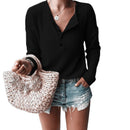Luisa - Elegante V Ausschnitt Bluse mit langen Ärmeln und Knöpfen