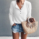 Luisa - Elegante V Ausschnitt Bluse mit langen Ärmeln und Knöpfen