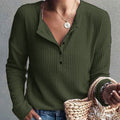Luisa - Elegante V Ausschnitt Bluse mit langen Ärmeln und Knöpfen