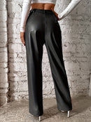 Emma - Bequeme Hohe Taille Hose mit geradem Bein und Taschen