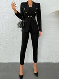 Luzie - Eleganter Langarm Blazer mit Gürtel und passender Hose