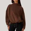 Sophia - Langärmeliger Känguru Tasche Halber Reißverschluss Pullover