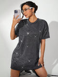 Elysia - Rundhalsausschnitt Kurzärmelig Minikleid