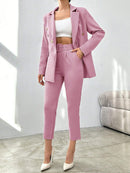 Luzie - Eleganter Langarm Blazer mit Gürtel und passender Hose