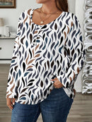 Harper - Lebendige Eleganz Langarm Top Mit Mehrfarbendruck