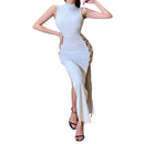 Malea - Lässiges ärmelloses Longkleid mit Rundhalsausschnitt und elegantem Schlitz