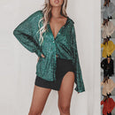 Elena - Langärmliges Paillettenhemd mit Reversdesign und Button-Down-Verschluss