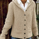 Caroline - Langärmelige Kapuze Gestrickt Jacke Mit Knöpfen