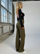 Luisa – Lässige Hohe Taille weites Bein Hose mit lockerer Passform