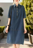 Selma – Stylisches knielanges Kleid mit Knopfleiste und Umlegekragen