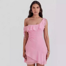 Isabel – Modisches Schulterfrei Minikleid mit Rüschendetails