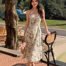 Laura – Langes ärmelloses Kleid mit Spaghettiträgern und Blumenmuster