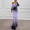 Malina – Stylisches Schulterfrei Langarmkleid mit Seitenschlitz