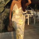Bianca – Stilvolles rückenfreies Spaghettiträgerkleid mit Blumenmuster
