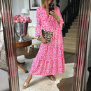 Clara - Schickes rosa Maxikleid mit Leopardenmuster