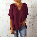 Yliana - Elegante Bluse mit V Ausschnitt und kurzen Ärmeln