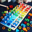 MontiMaze – Montessori Puzzlebrett mit Formen Zahlen und Angelspiel