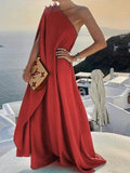 Amara - Elegantes Maxikleid mit  Ein-Schulter und zartem Schulterdetail