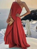 Amara - Elegantes Maxikleid mit  Ein-Schulter und zartem Schulterdetail