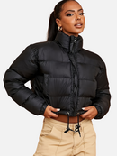 Sophia - Langärmelige Reißverschluss Pufferjacke Mit Kordelzug