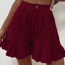 Amelina – Locker geschnittene Kurze Hosen mit hoher Taille und Falten und Taschen