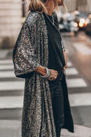 Erika - Modische Langarmjacke mit glänzenden Pailletten und offener Front