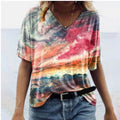 Jamie – Bunte Bluse mit kurzen Ärmeln und V-Ausschnitt für einen lässigen Stil