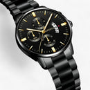 Helmut – Elegante rundem Zifferblatt Uhr mit Kalenderanzeige und Luxus Gurt